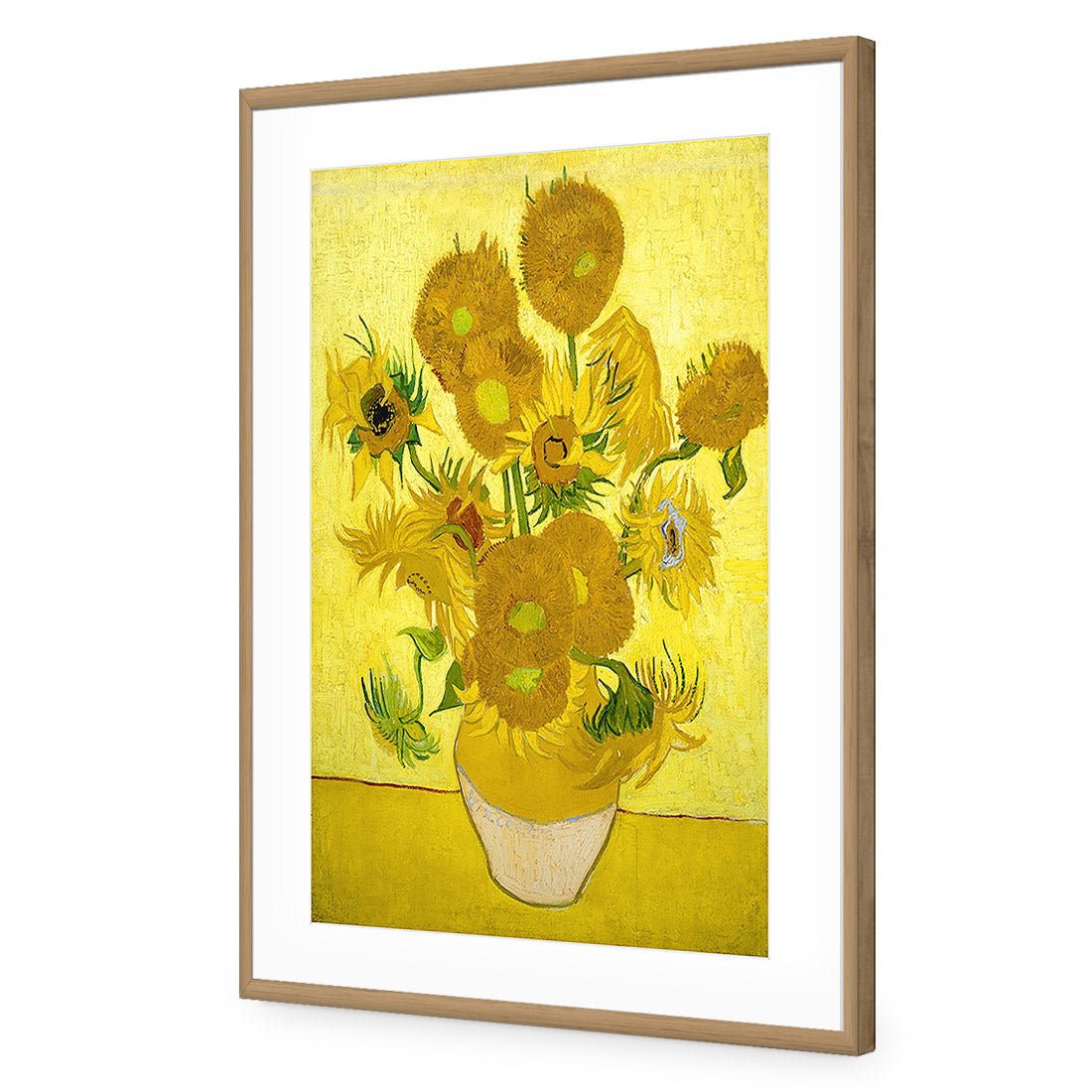 Another Vase Of Sunflowers by Van Gogh | Standard Acrylic | Flat Frame With Border | Oak