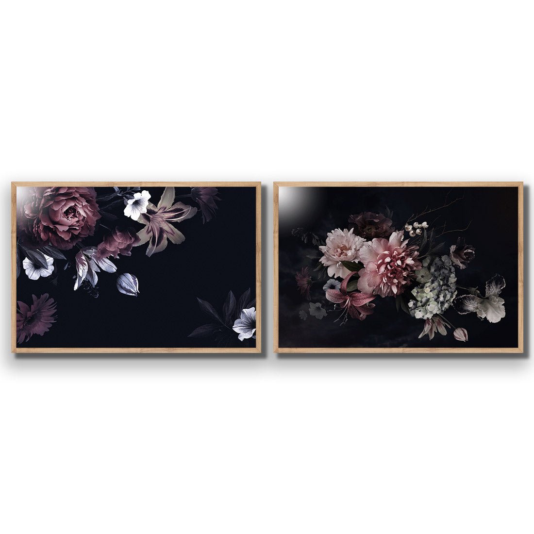 Antique Floral Assemblage Perfect Pair - Wall Art Designs - SET2_5011_AR_H WAD_AP - 030 - EDG_45x30_S - 2538 - OAK