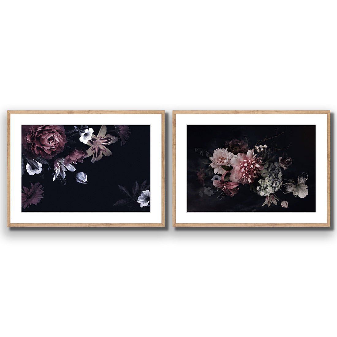 Antique Floral Assemblage Perfect Pair - Wall Art Designs - SET2_5011_AR_H WAD_AP - 030 - MAT_45x30_S - 2538 - OAK