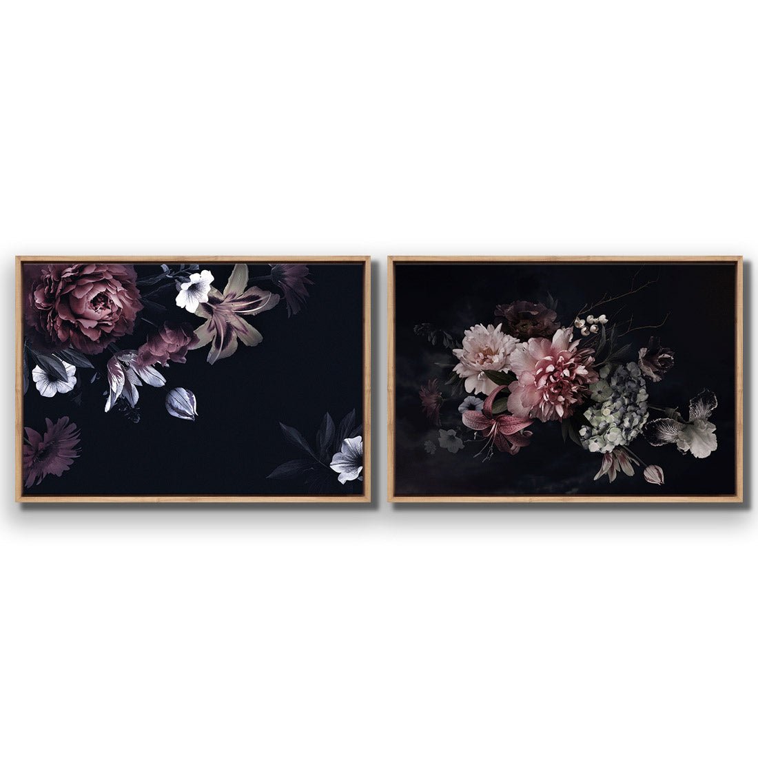 Antique Floral Assemblage Perfect Pair - Wall Art Designs - SET2_5011_AR_H WAD_CP - MPY - 260 - M - S - S_45x30_S - 1550 - OAK