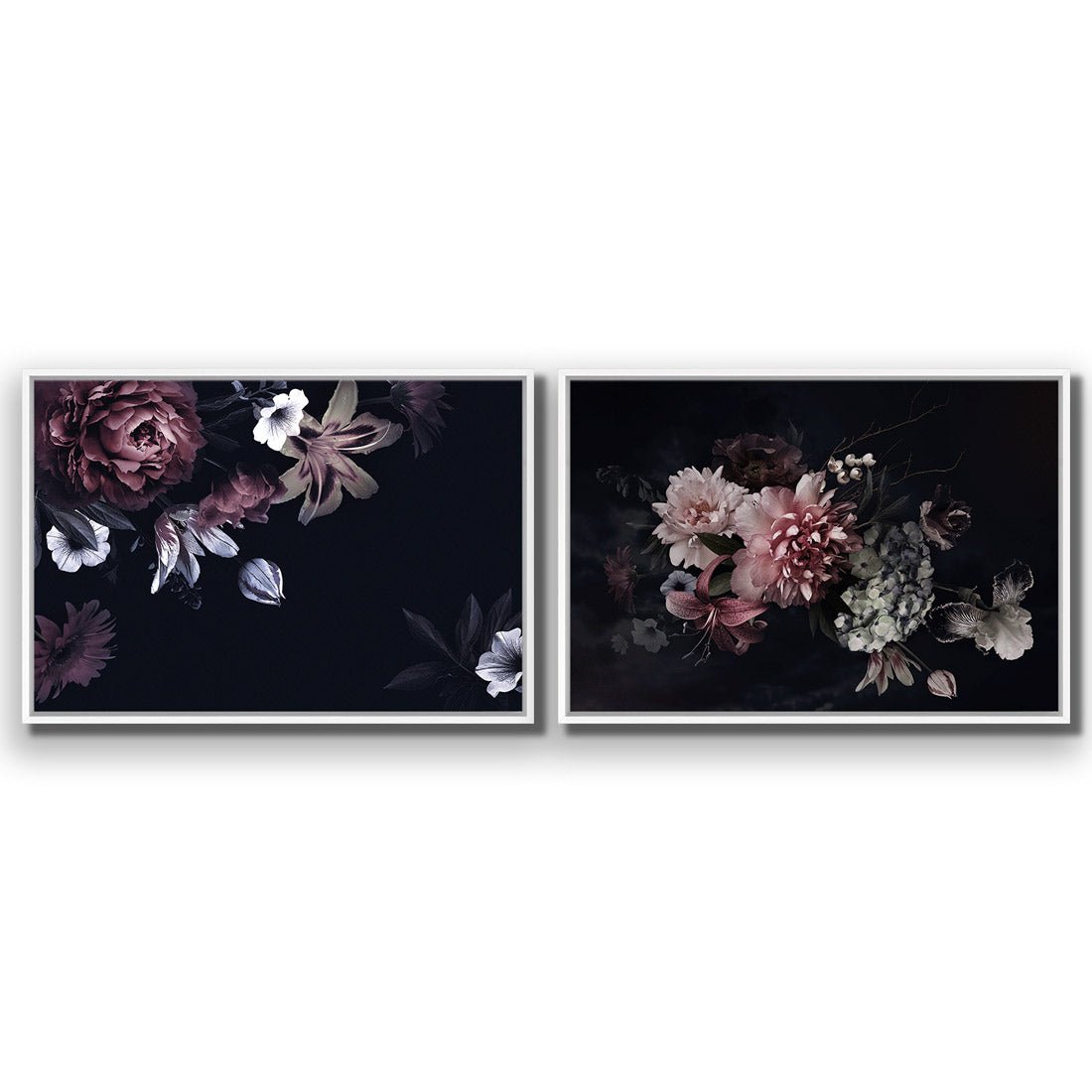 Antique Floral Assemblage Perfect Pair - Wall Art Designs - SET2_5011_AR_H WAD_CP - MPY - 260 - M - S - S_45x30_S - 1550 - WHT