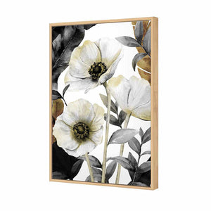 Antique Florals | Standard Canvas | Floating Frame | Oak