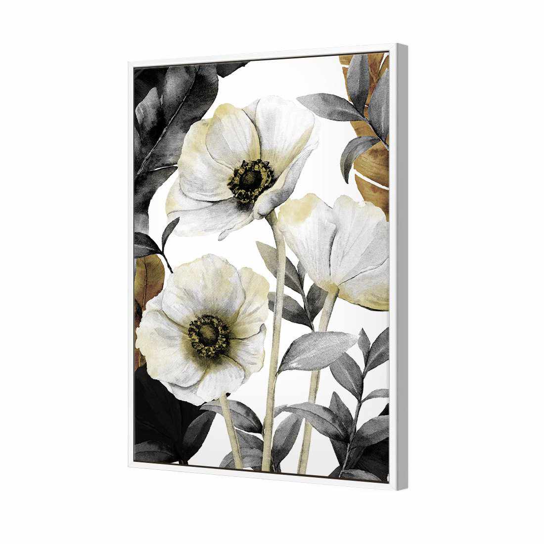 Antique Florals | Standard Canvas | Floating Frame | White