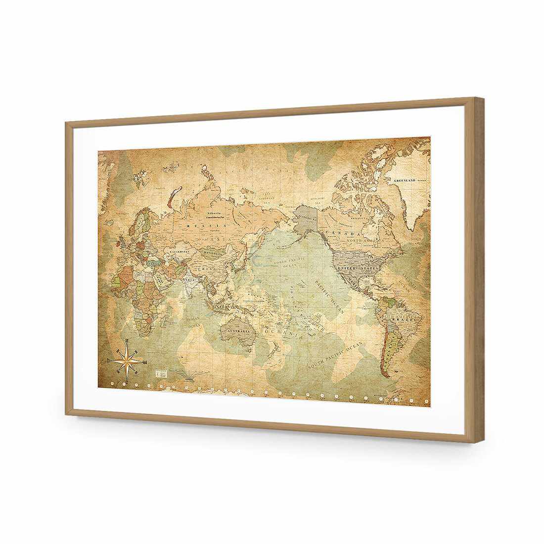 Antique World Map Acrylic Glass Art - Wall Art Designs - 1138_AR_H WAD_AP - 030 - MAT_118x80_S - 2538 - OAK