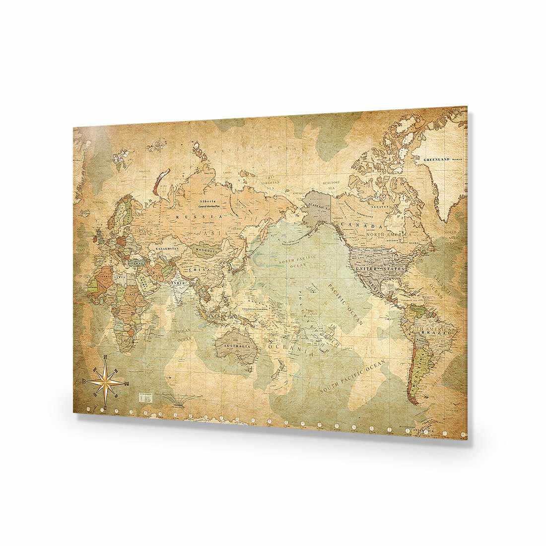 Antique World Map | Standard Acrylic | No Frame No Border
