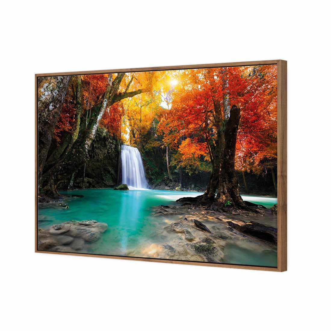Autumn Waterfall Magic | Standard Canvas | Floating Frame | Natural