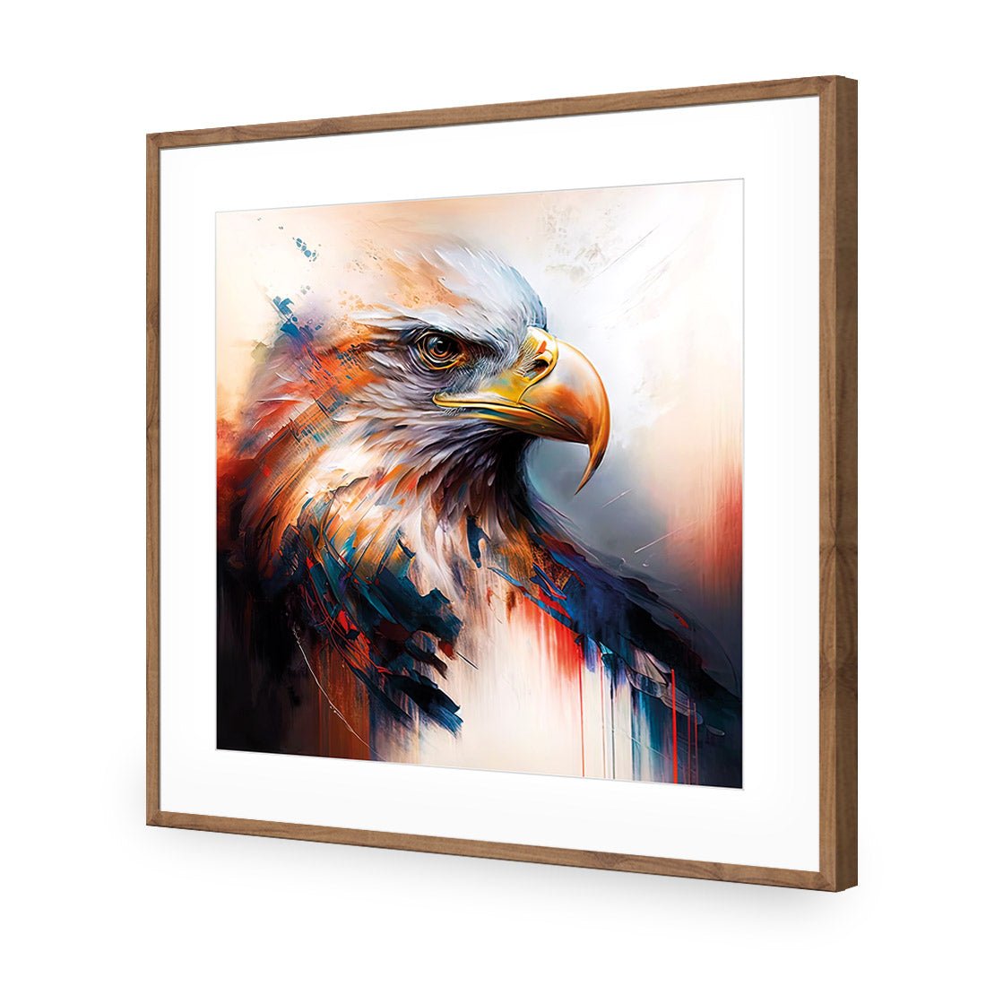 Bald Eagle | Classic Acrylic | Flat Frame With Border | Natural