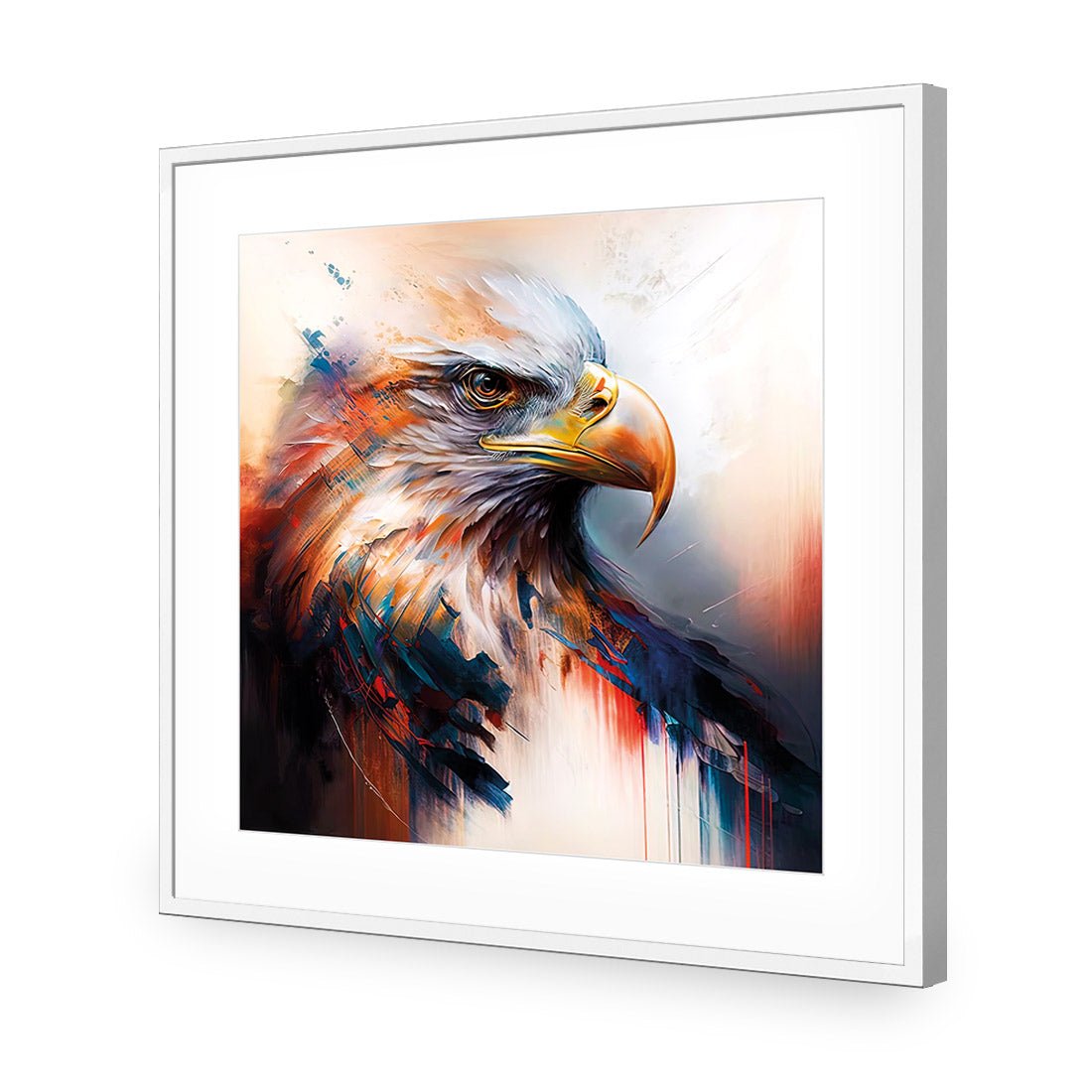 Bald Eagle | Classic Acrylic | Flat Frame With Border | White