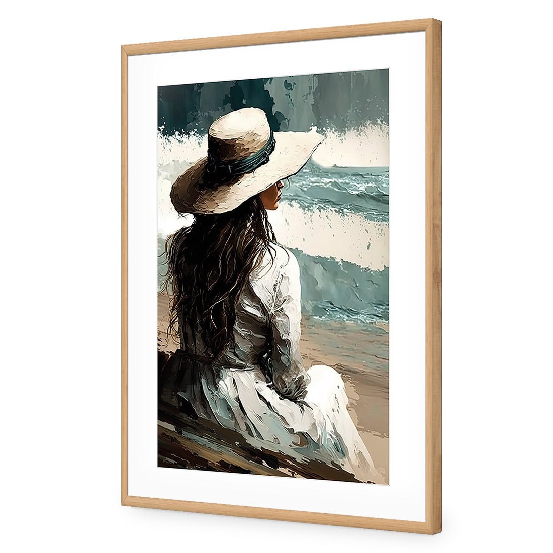 Beach Beauty | Classic Acrylic | Flat Frame With Border | Oak