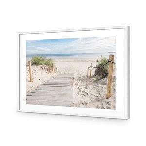 Beach Path | Standard Acrylic | Flat Frame With Border | White