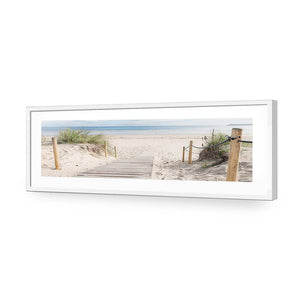Beach Path Long | Standard Acrylic | Flat Frame With Border | White