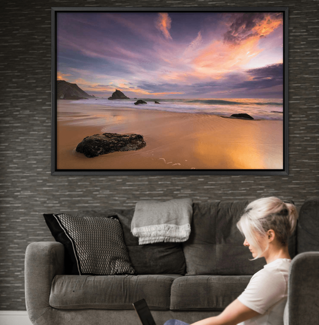 Beach Sunset Canvas Art - Wall Art Designs - 411_AR_H WAD_CP - MPY - 260 - M - S - S_45x30_NONE