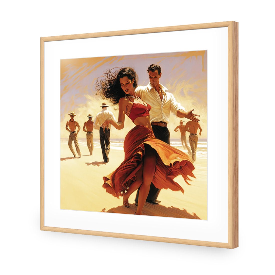 Beach Tango | Classic Acrylic | Flat Frame With Border | Oak