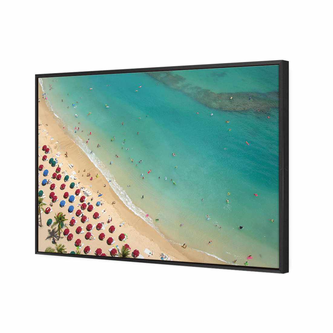Birds Eye Beach | Standard Canvas | Floating Frame | Black