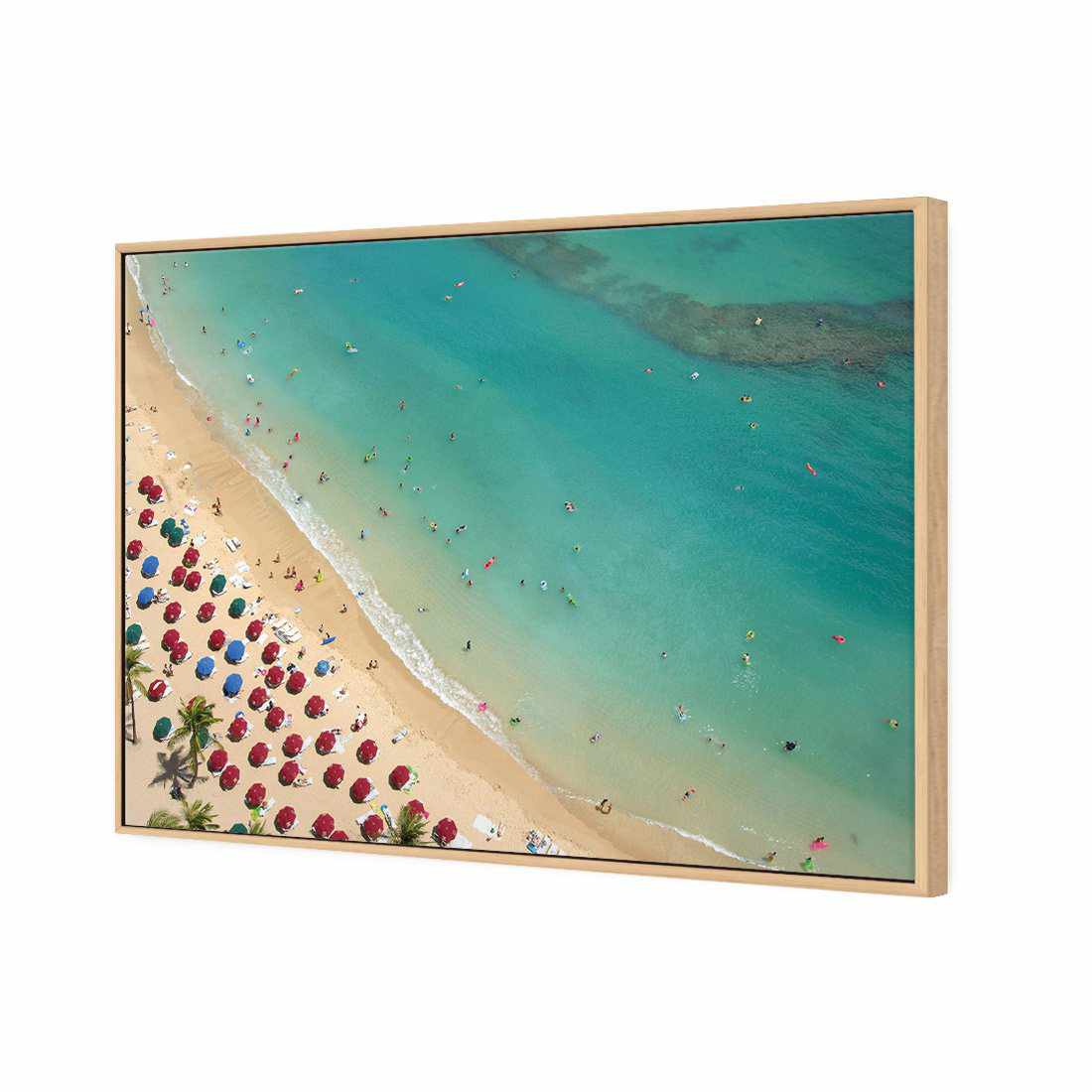 Birds Eye Beach | Standard Canvas | Floating Frame | Oak