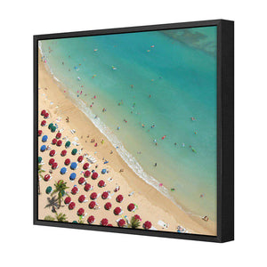Birds Eye Beach, Square | Classic Canvas | Floating Frame | Black