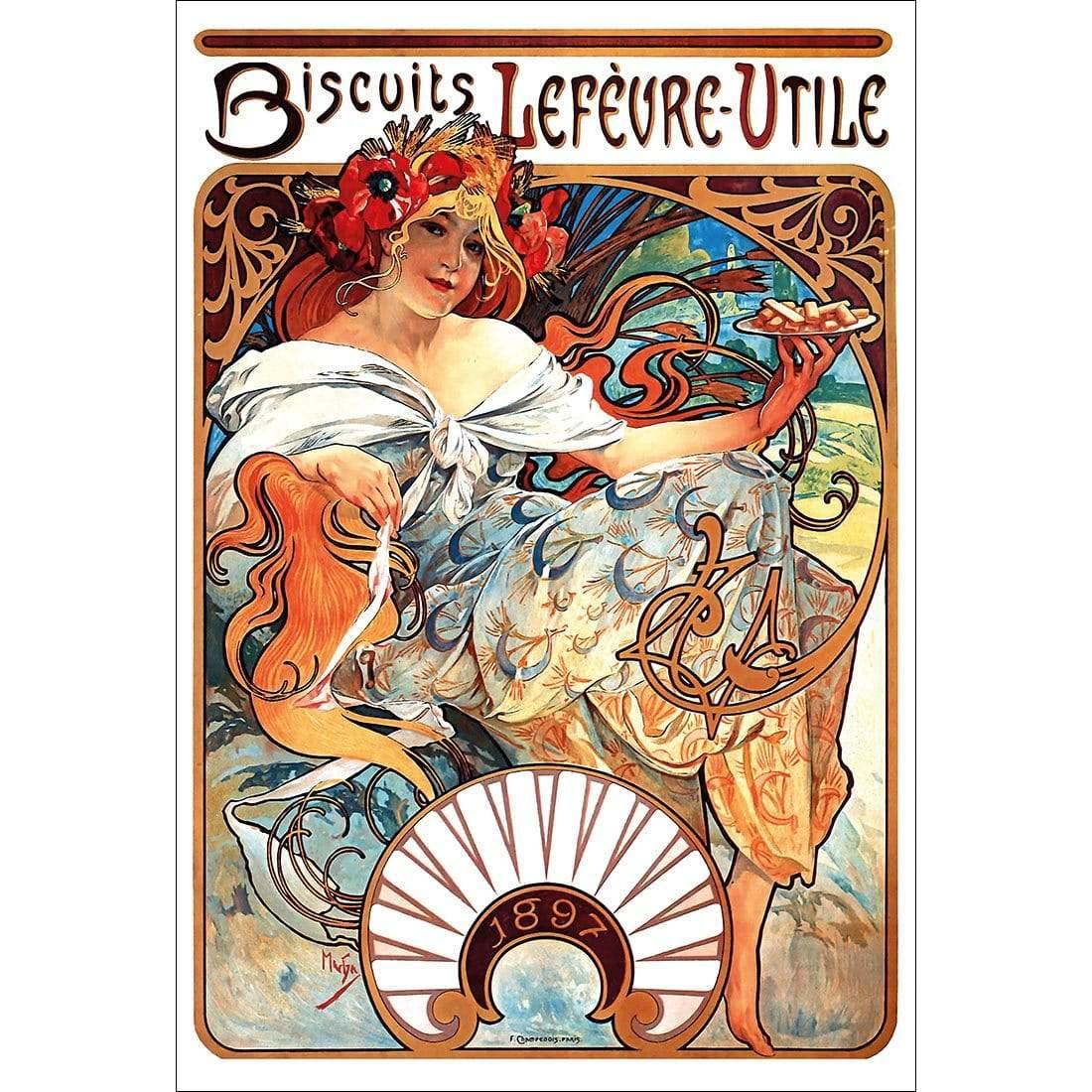 Biscuits, Lefevre Utile By Alphonse Mucha - Wall Art Designs - 954_AR_V WAD_CP - MPY - 260 - BFFFFFF - S - S_45x30_NONE