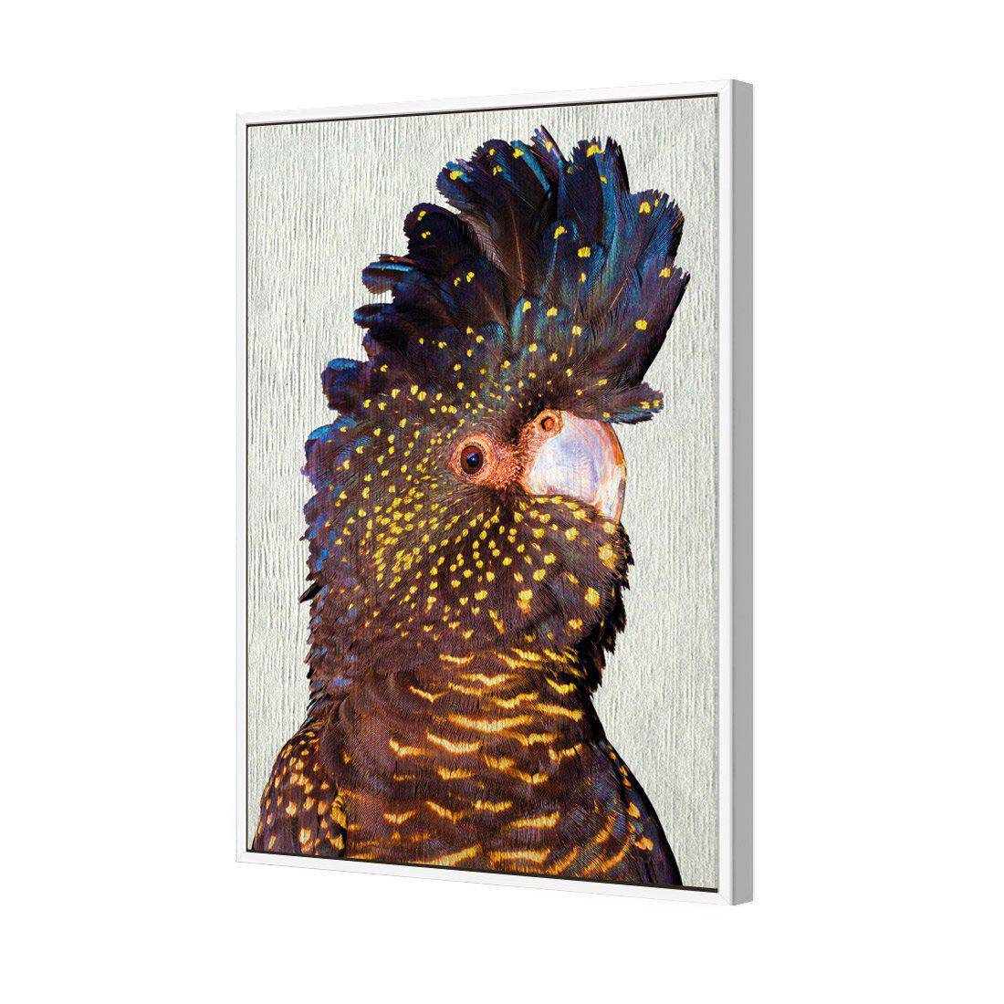 Black Cockatoo Front, Paper | Standard Canvas | Floating Frame | White
