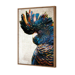 Black Cockatoo Side, Grunge | Standard Canvas | Floating Frame | Natural