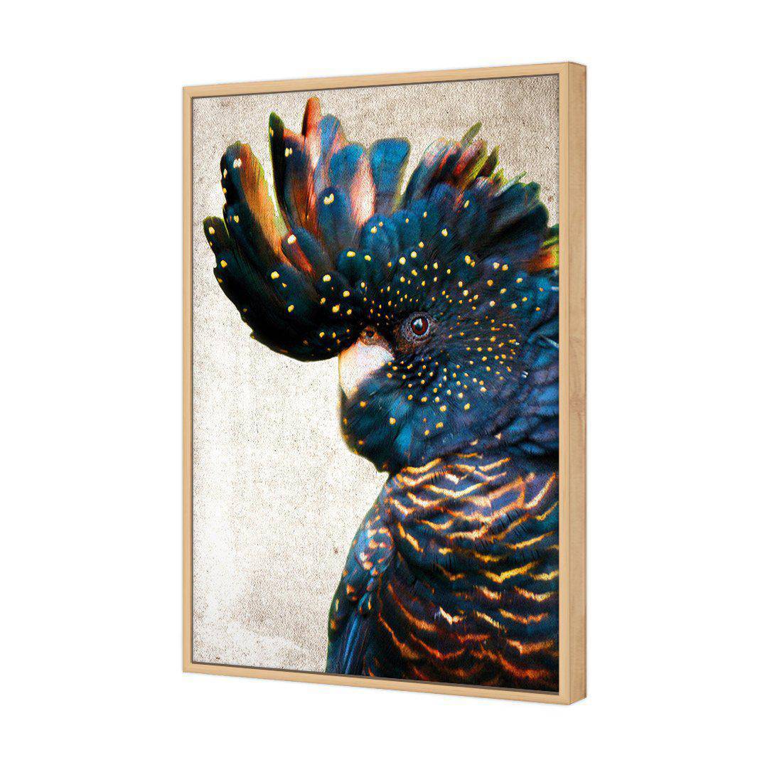 Black Cockatoo Side, Grunge | Standard Canvas | Floating Frame | Oak