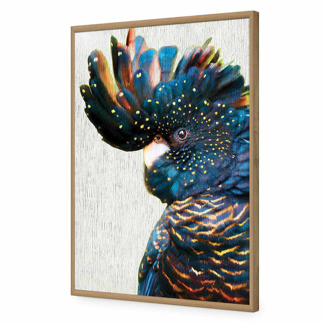 Black Cockatoo Side, Paper | Standard Acrylic | Flat Frame No Border | Oak