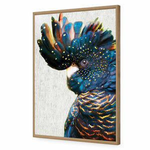 Black Cockatoo Side, Paper | Standard Acrylic | Flat Frame No Border | Oak