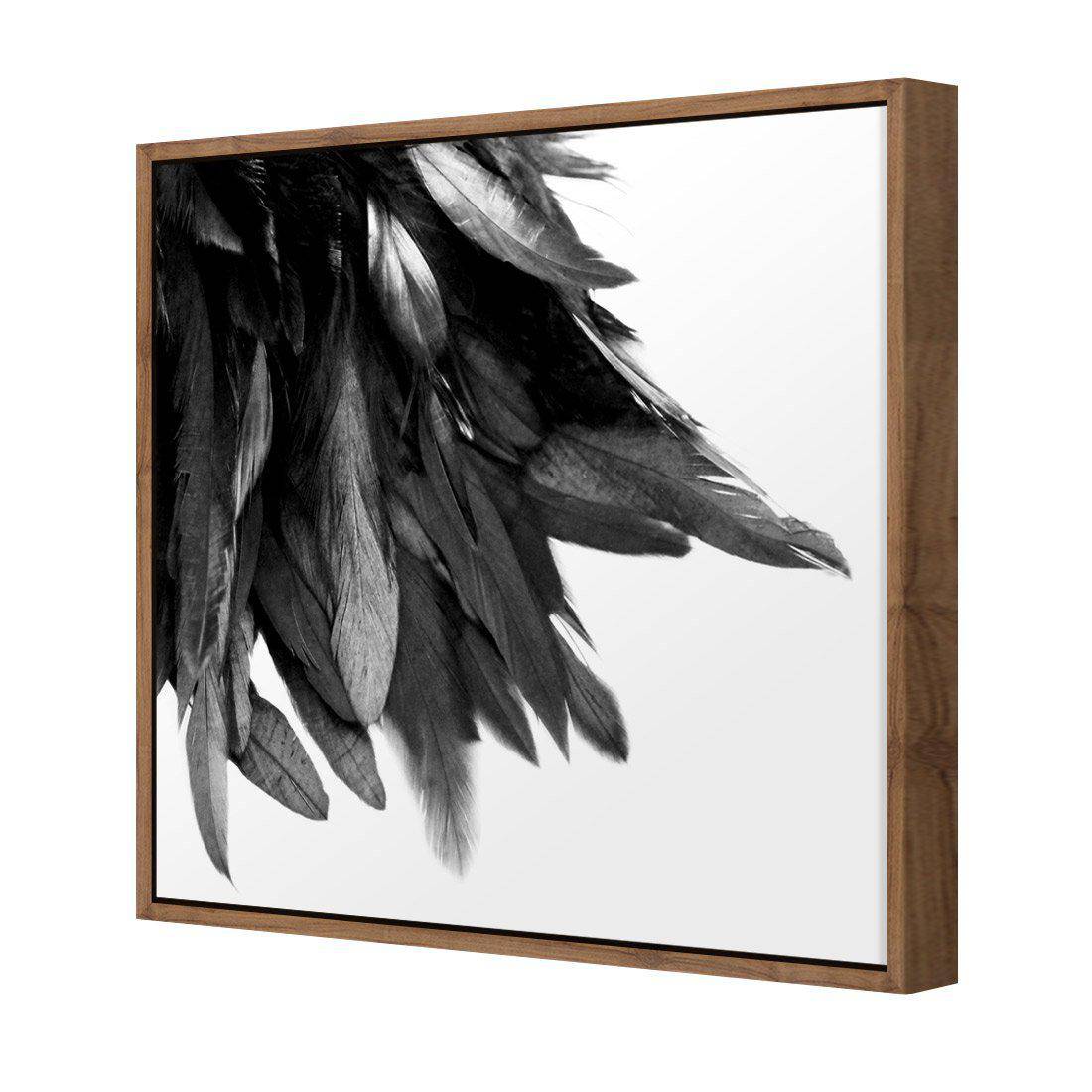 Black Feather Tail, B&W | Standard Canvas | Floating Frame | Natural