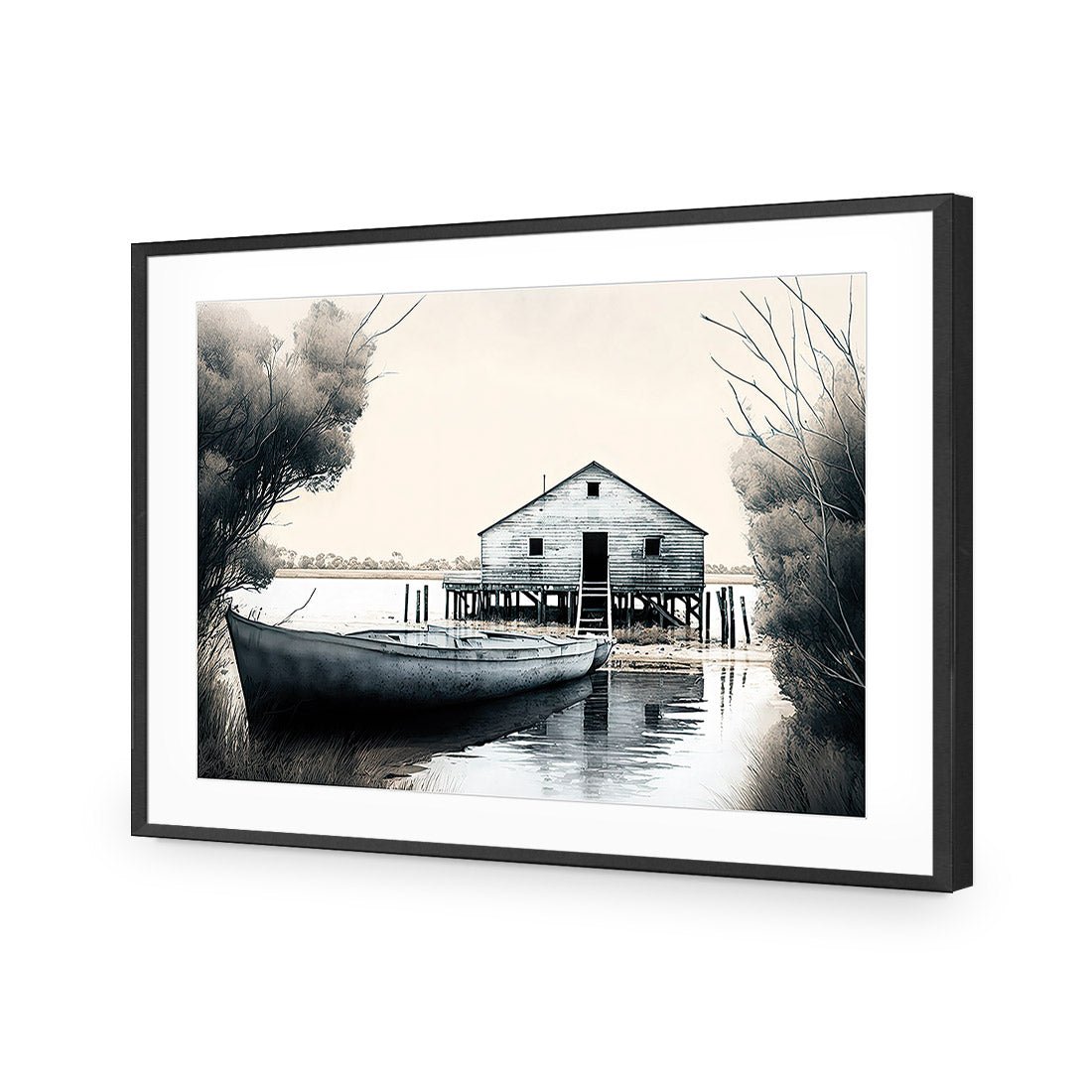 Boat House - Wall Art Designs - WH_1134_AR_H CAF_AP - 030 - MAT_45x30_S - 2538 - BLK