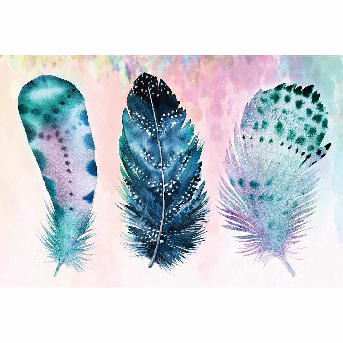 Boho Feathers, Rainbow Acrylic Glass Art - Wall Art Designs - 2380_ER_H WAD_AP - 030 - MAT_45x30_NONE