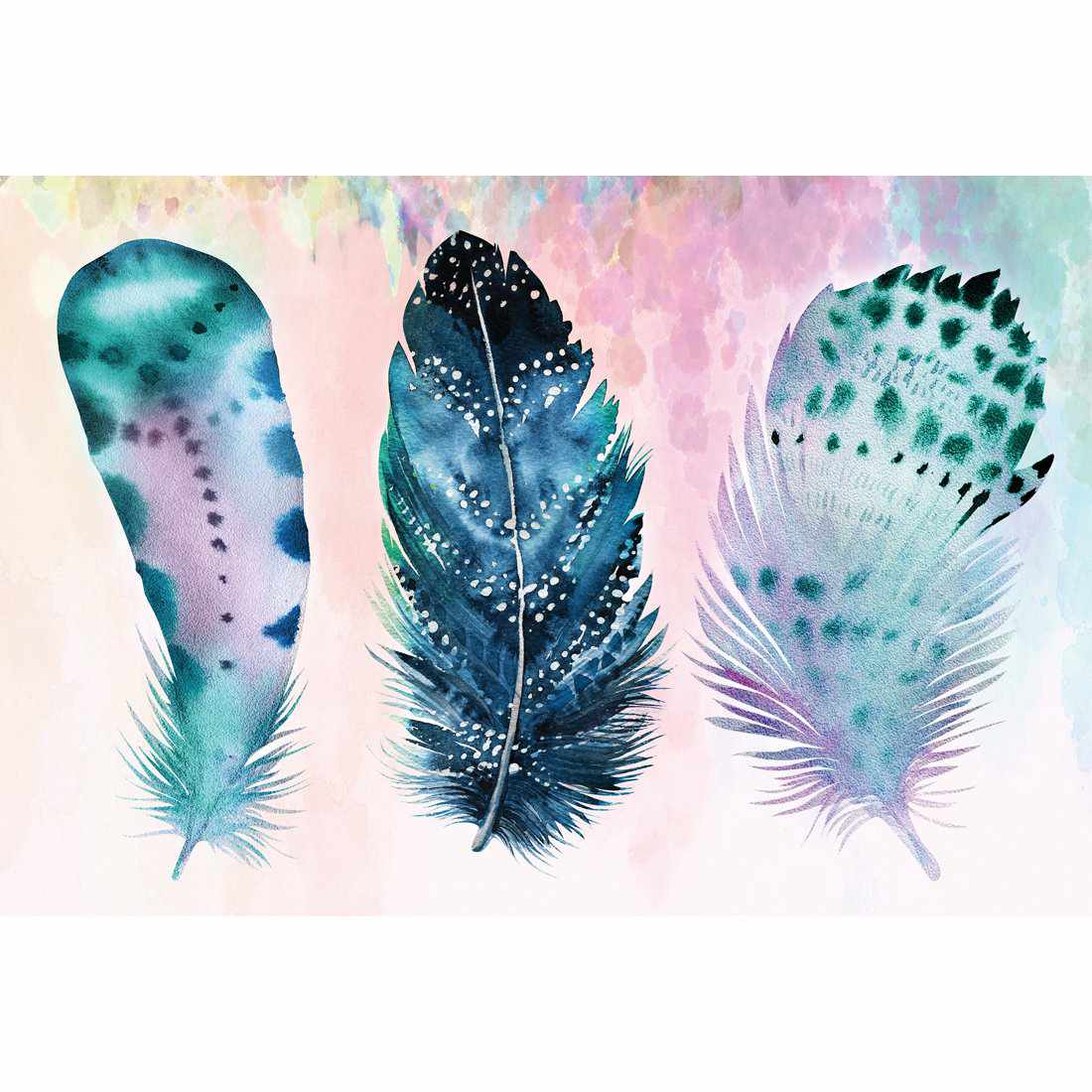 Boho Feathers, Rainbow