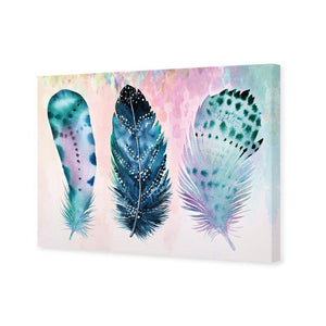 Boho Feathers, Rainbow | Standard Canvas | No Frame | Stretched Canvas