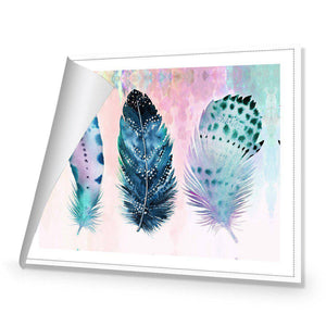 Boho Feathers, Rainbow | Standard Canvas | No Frame | Rolled Canvas