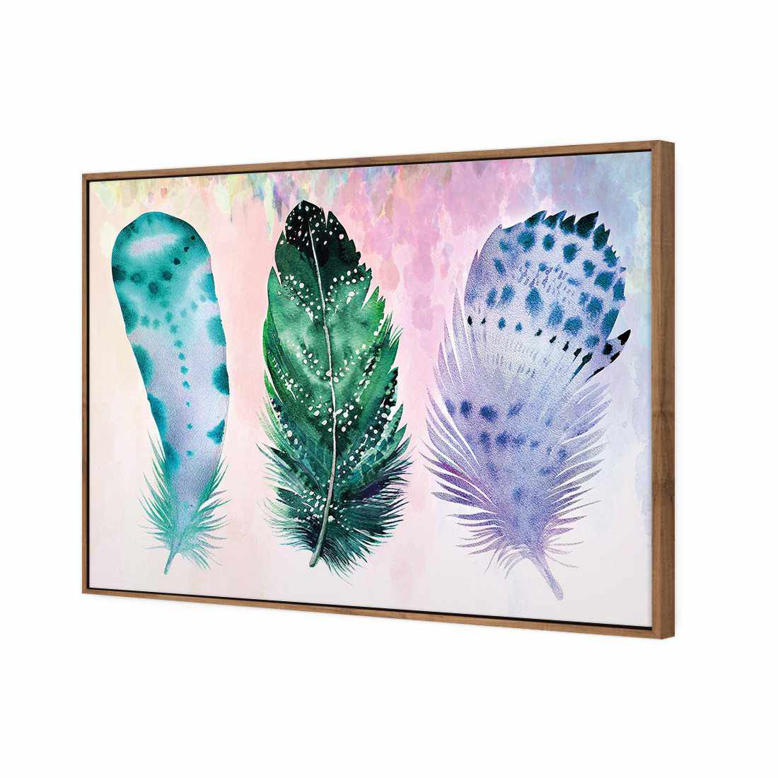 Boho Feathers, Teal Canvas Art - Wall Art Designs - 2380_DR_H WAD_CP - MPY - 260 - M - S - S_45x30_S - 1550 - NAT