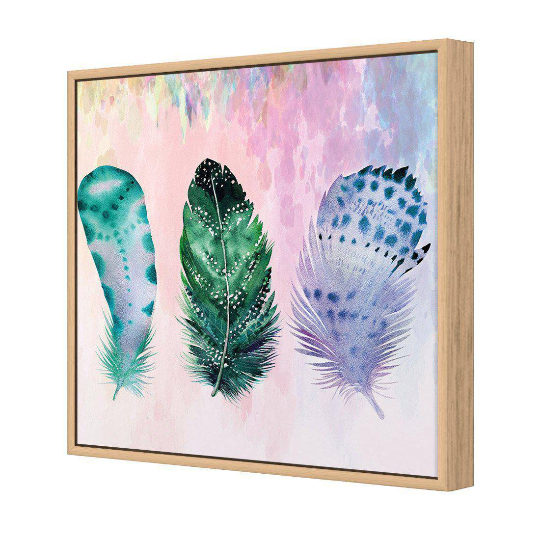 Boho Feathers, Teal, Square | Standard Canvas | No Frame | Rolled Canvas