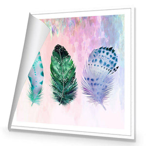 Boho Feathers, Teal, Square