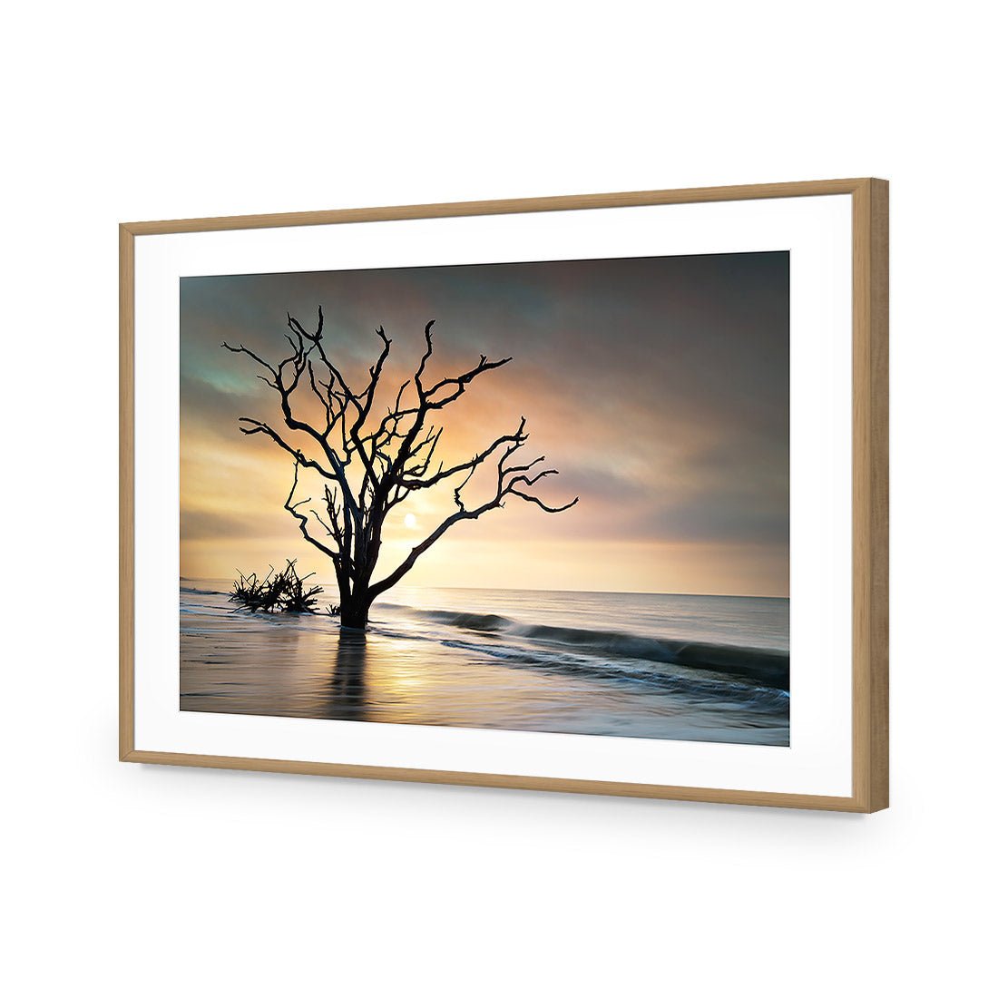 Botany Bay Sunrise | Standard Acrylic | Flat Frame With Border | Oak