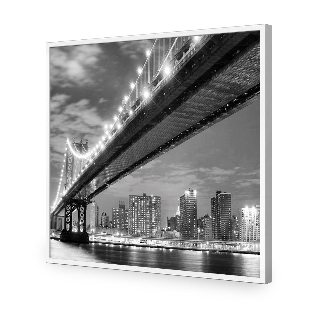 Bridge over New York, Black and White (Square) - Wall Art Designs - 1251_BS_Q WAD_AP - 030 - EDG_37x37_S - 2538 - WHT