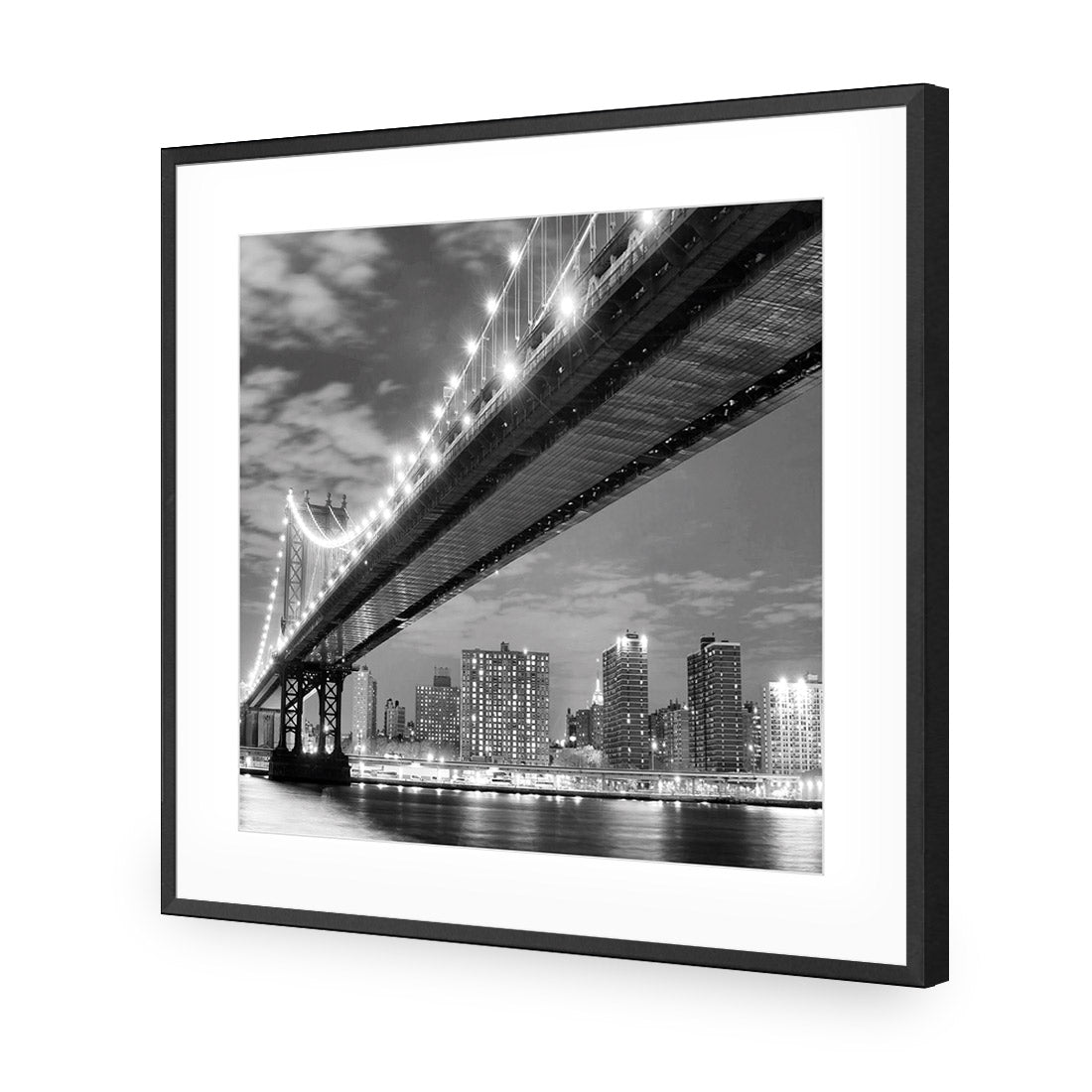 Bridge over New York, Black and White (Square) - Wall Art Designs - 1251_BS_Q WAD_AP - 030 - MAT_37x37_S - 2538 - BLK