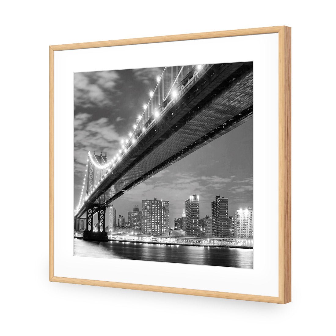 Bridge over New York, Black and White (Square) - Wall Art Designs - 1251_BS_Q WAD_AP - 030 - MAT_37x37_S - 2538 - OAK