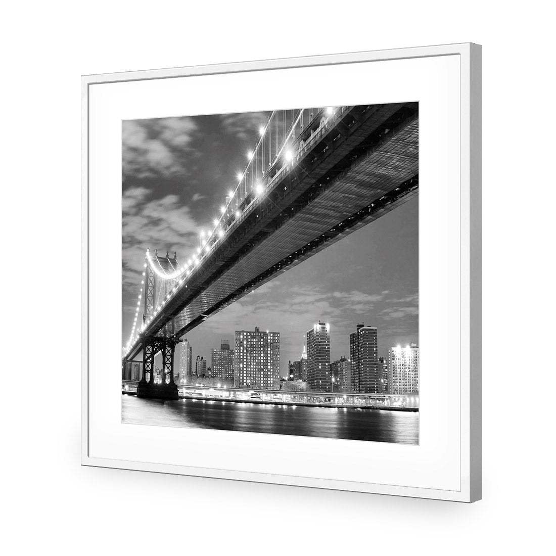 Bridge over New York, Black and White (Square) - Wall Art Designs - 1251_BS_Q WAD_AP - 030 - MAT_37x37_S - 2538 - WHT