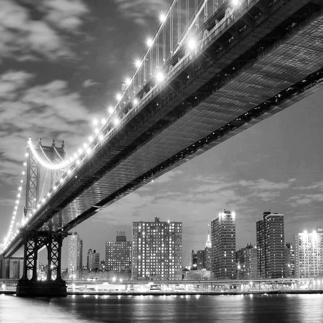 Bridge over New York, Black and White (Square) - Wall Art Designs - 1251_BS_Q WAD_CP - MPY - 260 - M - S - S_37x37_NONE