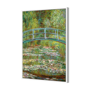 Bridge Over Rose Pond by Monet | Standard Canvas | Floating Frame | White