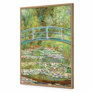 Bridge Over Rose Pond by Monet | Standard Acrylic | Flat Frame No Border | Oak