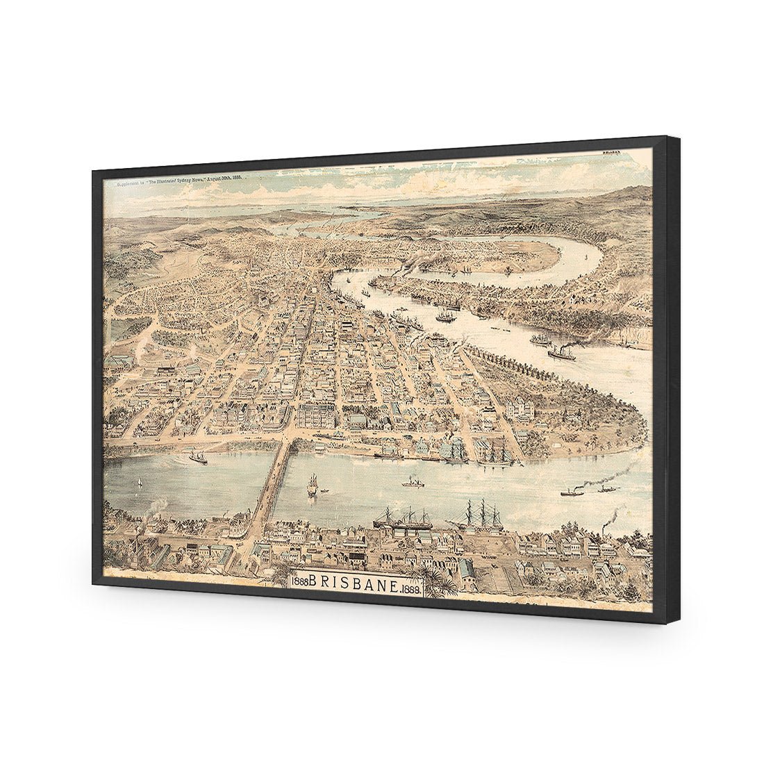 Brisbane 1888 | Standard Acrylic | Flat Frame No Border | Black