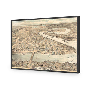 Brisbane 1888 | Standard Acrylic | Flat Frame No Border | Black