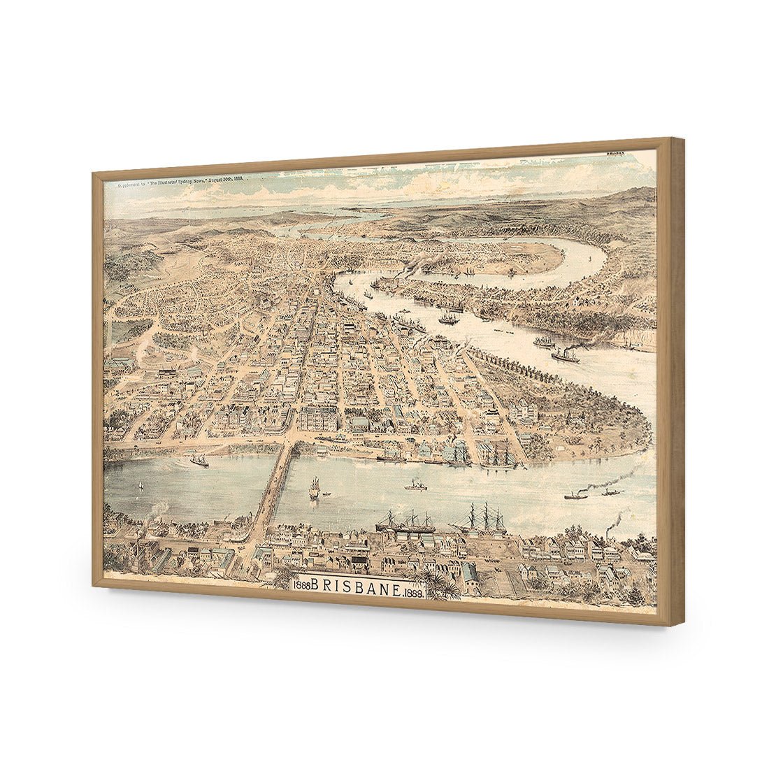 Brisbane 1888 | Standard Acrylic | Flat Frame No Border | Oak