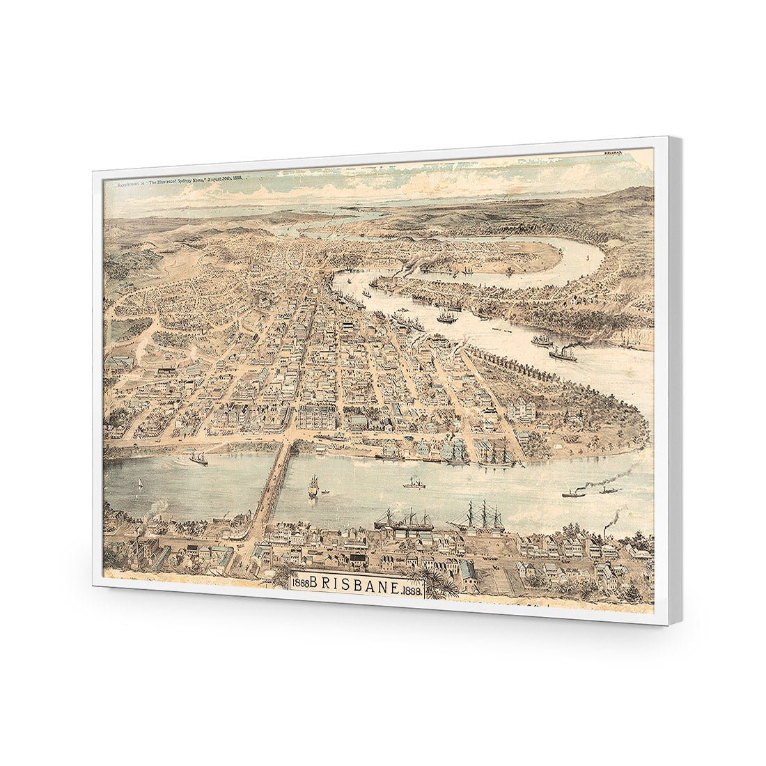 Brisbane 1888 | Standard Acrylic | Flat Frame No Border | White