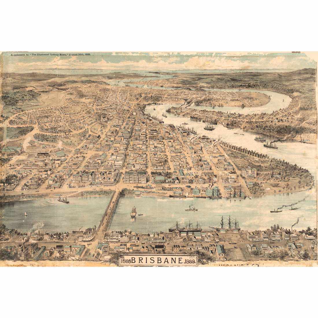 Brisbane 1888 Canvas Art - Wall Art Designs - 1639_AR_H WAD_CP - MPY - 260 - M - S - S_45x30_NONE