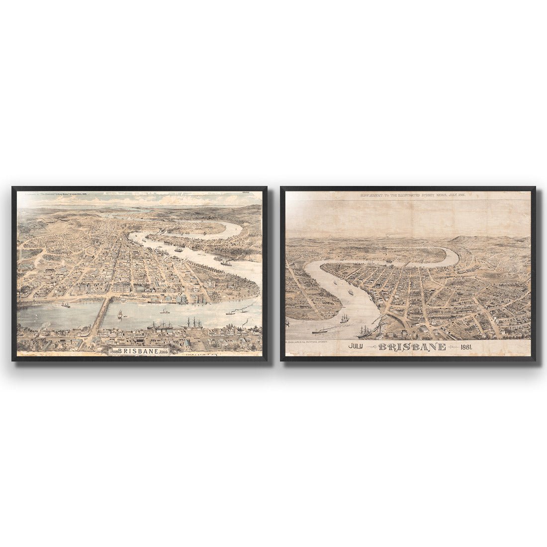 Brisbane 1888 Perfect Pairs - Wall Art Designs - SET2_5001_AR_H WAD_AP - 030 - EDG_45x30_S - 2538 - BLK