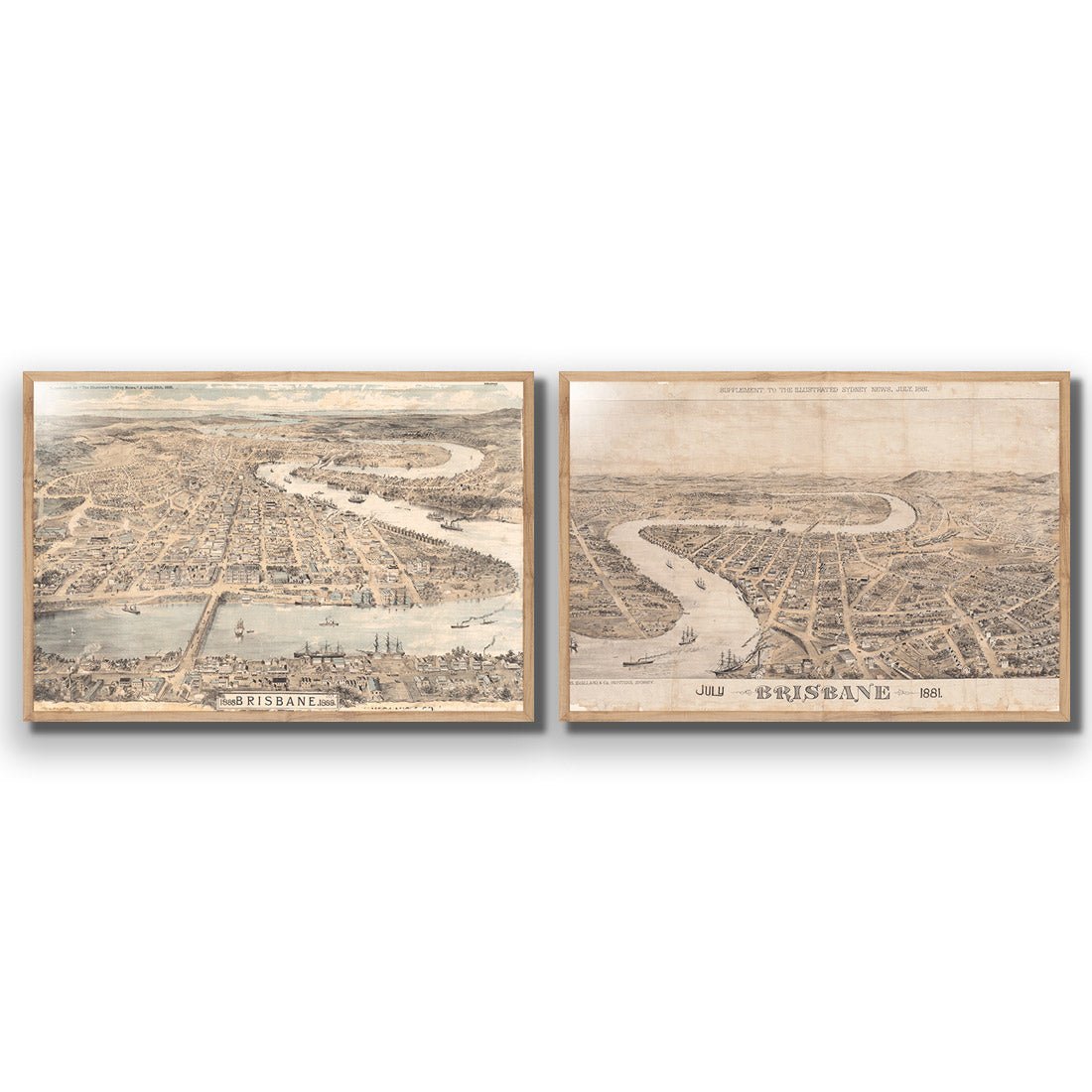 Brisbane 1888 Perfect Pairs - Wall Art Designs - SET2_5001_AR_H WAD_AP - 030 - EDG_45x30_S - 2538 - OAK